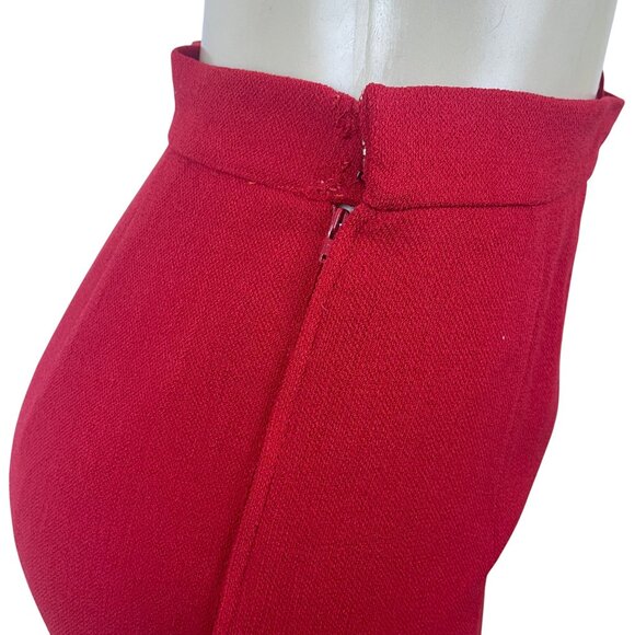 Valentino Vintage 2000's Womens Red Wool Skirt & Blazer Set Siz 8 - Picture 11 of 16
